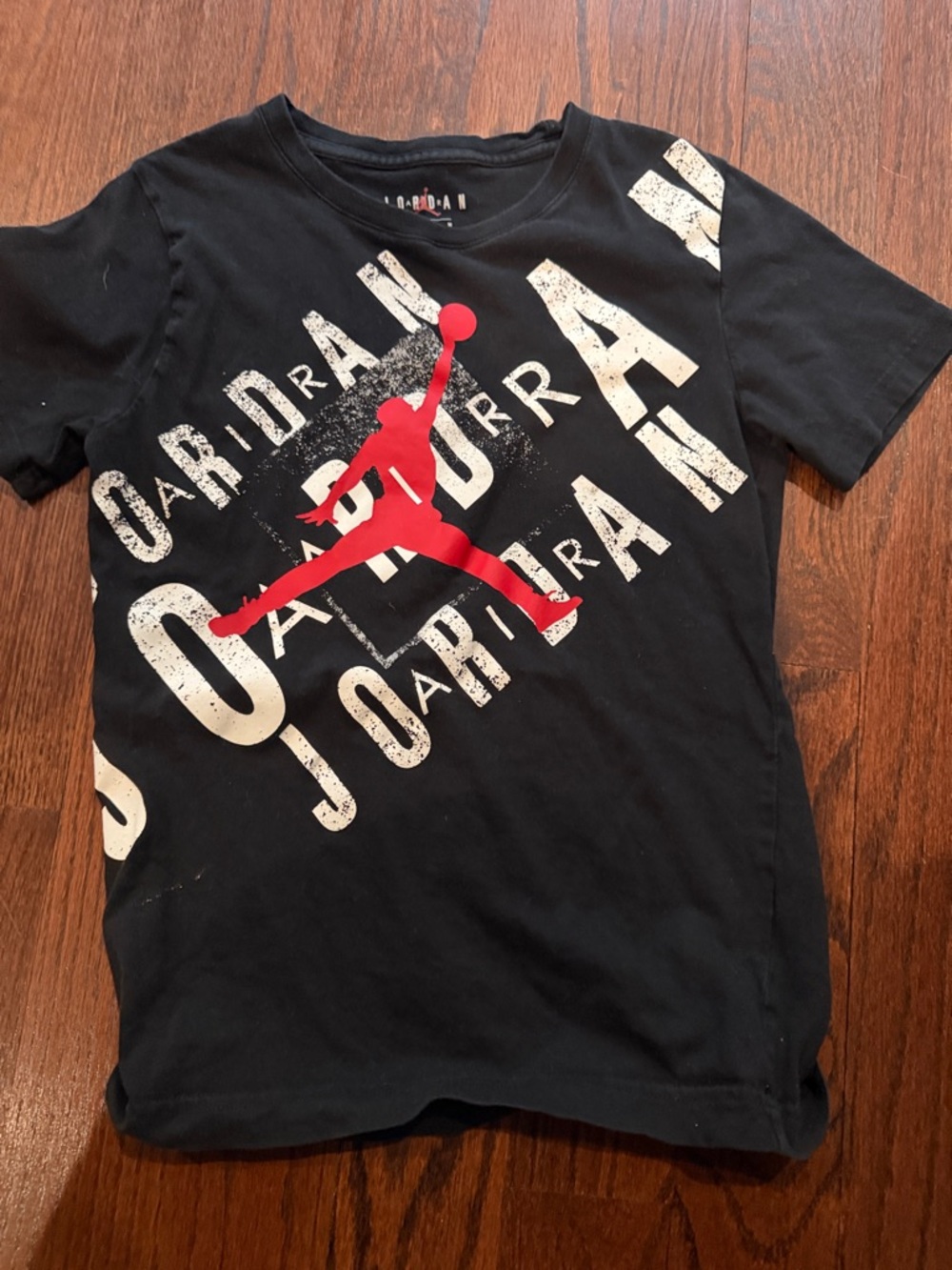 Jordan Black Tee with Red Jumpman and White Lettering